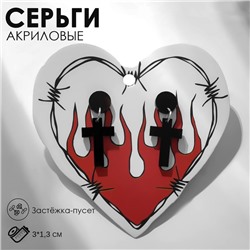 Серьги акрил «Крестики» прямые, цвет чёрный в серебре