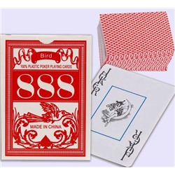 Набор пластиковых карт для игры в покер Bird 888 красные/ Карты игральные колода 54 шт