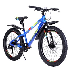 Велосипед 24"x3.0 рама 13" 21sp GT2407 B COMIRON FLASH, полуфэт, жёсткая вилка, синий микс