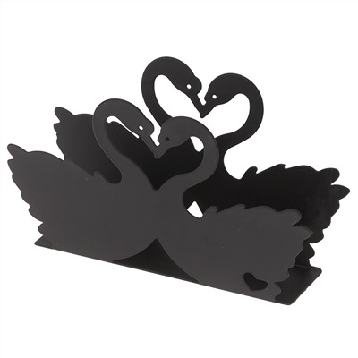 Салфетница металлическая, окрашенная "Лебеди" 15,7х5см h9,2см, цвет - черный матовый (Китай)