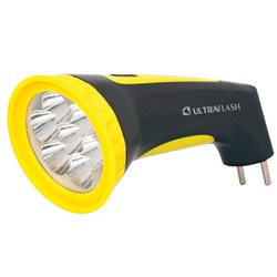 Ultraflash LED3807M  (фонарь аккум 220В, черный/желтый, 7 LED, 2 режима, SLA, пластик, коробка) /1/5/60/
