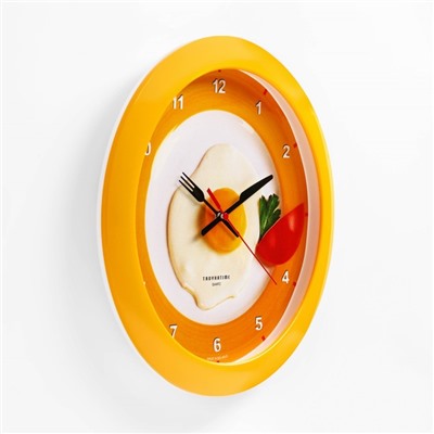 Часы настенные, серия: Кухня, "Яичница", 29 х 29 см, желтый обод