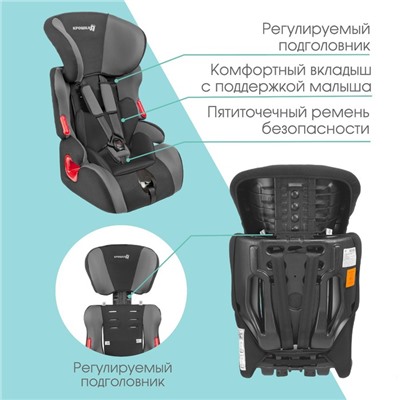 Автокресло Крошка Я Space plus, группа 1/2/3, 9-36 кг, (1-12 лет) Темно-серый/Светло-серый