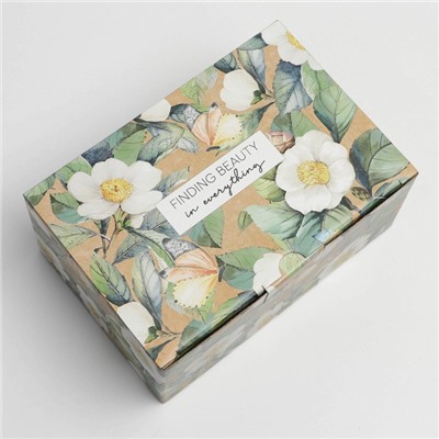Коробка‒пенал «Цветы», 22 × 15 × 10 см