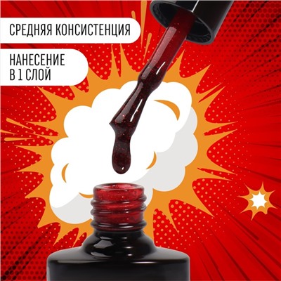 Гель лак для ногтей «RED BOOM», с блёстками, 3-х фазный, 8 мл, LED/UV, цвет красный (79)