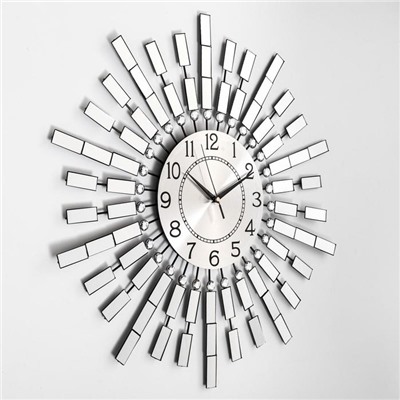 Часы настенные, серия: Ажур, "Зеркальные лучики", плавный ход, d-58 см, циферблат 22 см