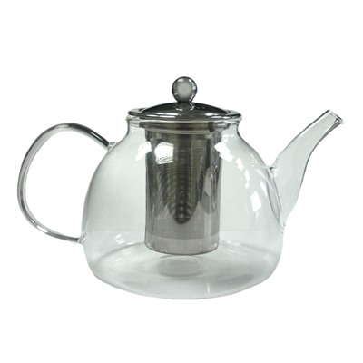 Заварочный чайник из жаропрочного стекла "Мальва" с металлической колбой, 1200 мл, дно d135 мм, шт