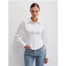 Блузка с имитацией корсета и удлиненными манжетами