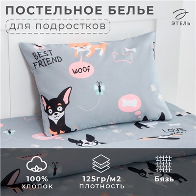 Постельное белье "Этель" 1.5 сп Best friend 143*215 см, 150*214 см, 50*70 см -1 шт,100% хл, бязь