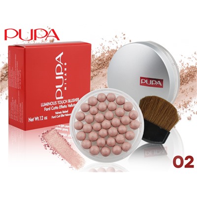 Румяна в шариках Pupa Milano с кисточкой 20гр, Тон 02