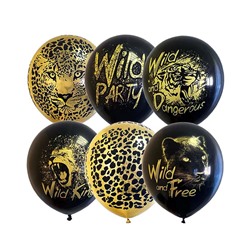 Шар латексный 12" Wild Party , BLACK&GOLD МИКС, набор 25 шт. 5501442