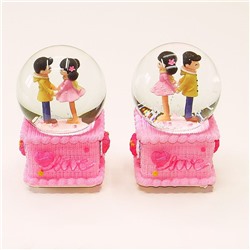 Шар стекло МУЗЫКАЛЬНЫЙ (ПОДСВЕТКА, НЕСКОЛЬКО МЕЛОДИЙ) Дети Love розовый 13*8 см (батарейки в комплекте)