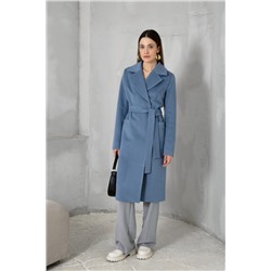 Шерстяное пальто в английском стиле, серо-голубое. Арт. 451