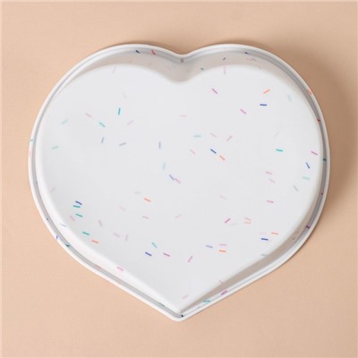 Форма силиконовая для выпечки KONFINETTA «Сердце», 25×23×3,5 см (внутр. размеры 23×21×3,5 см), цвет белый