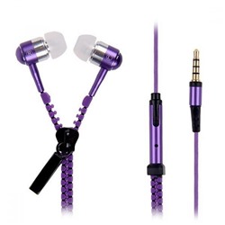 Проводные наушники с микрофоном внутриканальные - Zipper Jack 3,5  (purple)