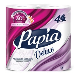 Туалетная бумага PAPIA DELUXE Белая, 4 слоя, 4 рулона