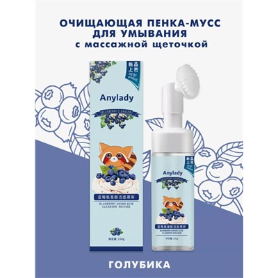 Пенка для умывания с щеточкой с экстрактом голубики Anylady 150мл