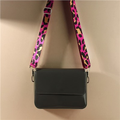 Ручка для сумки «Орнамент леопард», стропа, с карабинами, 139 ± 3 × 3,8 см, цвет ярко-розовый