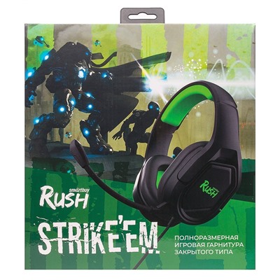 Компьютерная гарнитура Smart Buy SBHG-9720 RUSH STRIKE'EM игровая (black/green)