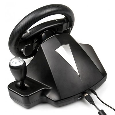 Игровой руль Dialog GW-135VR Gran Tourismo - эф.вибрации, 2 педали, рычаг ПП, PC USB (black)