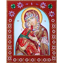 Алмазная живопись икона фигурными стразами Пресвятая Богородица Владимирская 20х25