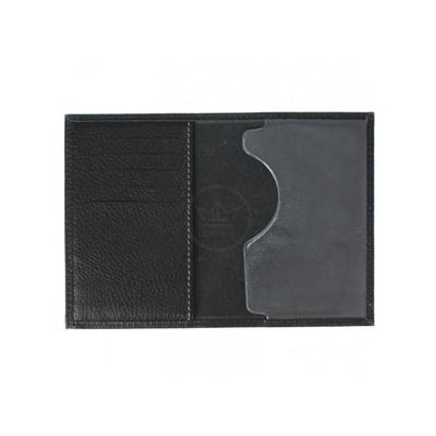 Обложка для паспорта Croco-П-405 (5 кред карт)  натуральная кожа черный флотер (40)  209463
