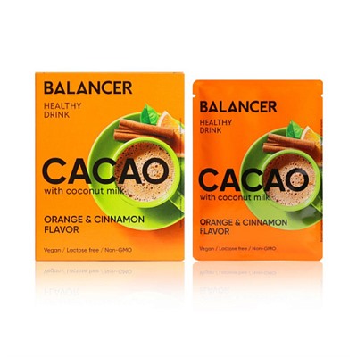 Распродажа Гринвей Какао Balancer Cacao на кокосовом молоке со вкусом «Апельсин и корица», 5 шт, срок годности 03/24