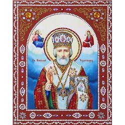 Алмазная живопись икона фигурными стразами Святой Николай Чудотворец 20х25