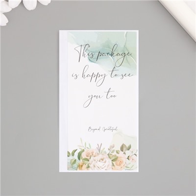 Наклейка бумага благодарность "Чайные розы" набор 50 шт 10х5 см