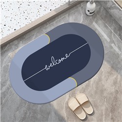 Коврик для ванной и туалета влаговпитывающий, овальный Welcome синий 48х77см