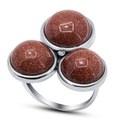 Серебряное кольцо c авантюрином и кубическим цирконием