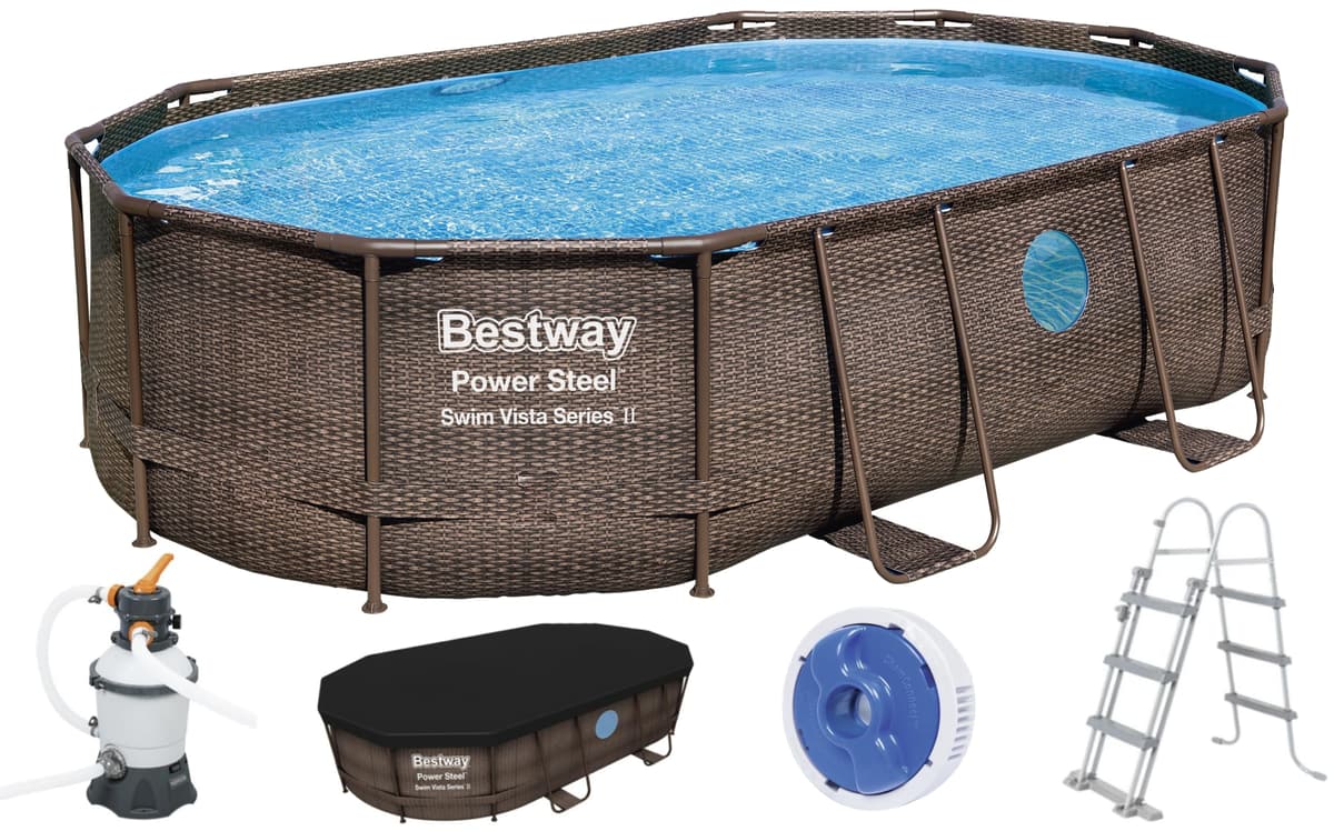 Каркасный бассейн Bestway Power Steel Swim Vista Series 56716, 549х274х122 см (ротанг). Бассейн Bestway Power Steel. Каркасный бассейн Бествей 549*274. Bestway Power Steel Swim Vista 56714.