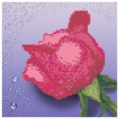Алмазная мозайка без подрамника Розовая роза 25х25