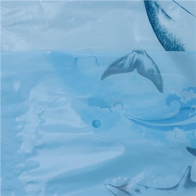 Штора для ванной «Дельфины», 180×180 см, цвет голубой