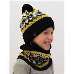 Комплект весна-осень для мальчика шапка+снуд Филипп (Цвет желтый), размер 52-54