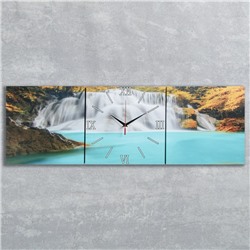 Часы настенные, модульные, серия: Природа, "Лесной водопад", 35х105  см