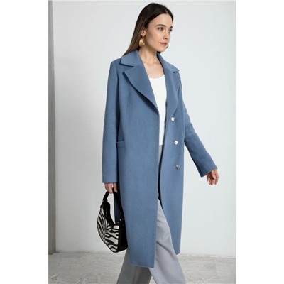Шерстяное пальто в английском стиле, серо-голубое. Арт. 451
