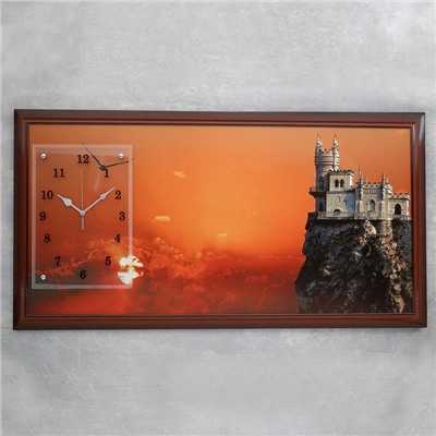 Часы-картина настенные, серия: Город, "Ласточкино гнездо, закат", 50 х 100 см