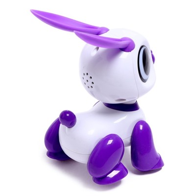 Робот кролик «Питомец» IQ BOT, интерактивный: с записью звуков, реагирует на хлопки, звук, свет, на батарейках, розовый