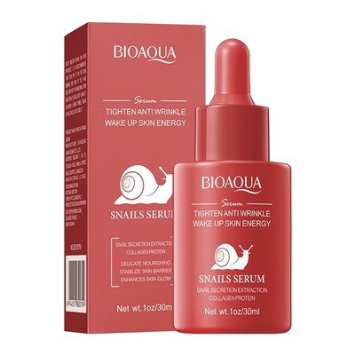 Сыворотка для лица с муцином улитки и гиалуроновой кислотой Bioaqua Snail Serum, 30 мл.