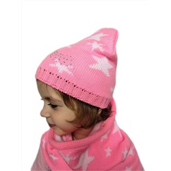 Комплект весна-осень для девочки шапка+снуд Камета (Цвет светло-розовый), размер 50-52