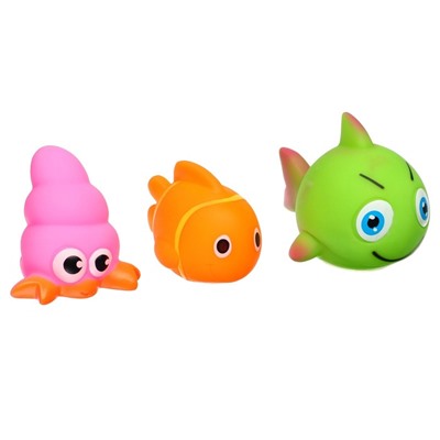 Набор резиновых игрушек для ванны «Пупс в ванне», с пищалкой, 6 шт, цвет МИКС, Крошка Я