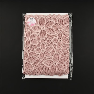 Кружевная эластичная ткань, 180 мм × 2,7 ± 0,5 м, цвет розово-бежевый