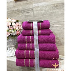 Комплект махровых полотенец ярко-розовый (упаковка 6шт)