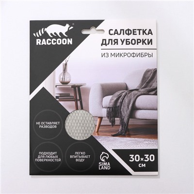 Салфетка микрофибра Raccoon «Блеск», 30×30 см, картонный конверт