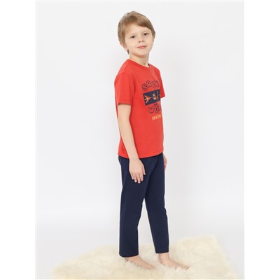 Пижама для мальчика (футболка, брюки) Терракотовый
