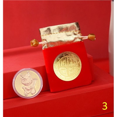 Сувенирная монета Дракон в мешочке S5620 Заказ от 3х шт.