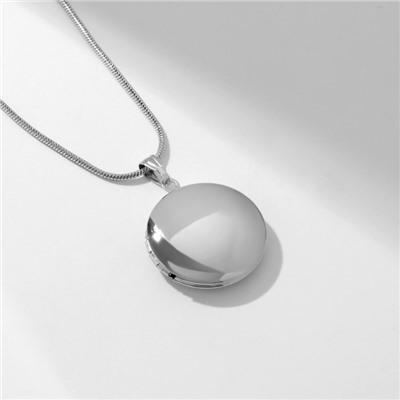 Кулон для фото «Эдель» круг, цвет серебро, 45 см