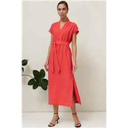 Красное платье из вискозной ткани с крэш-эффектом