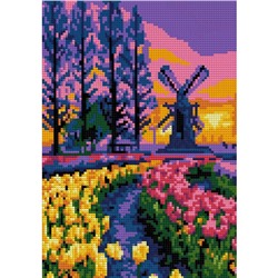 Алмазная мозаика, 21 × 30 см, полное заполнение «Долина тюльпанов»